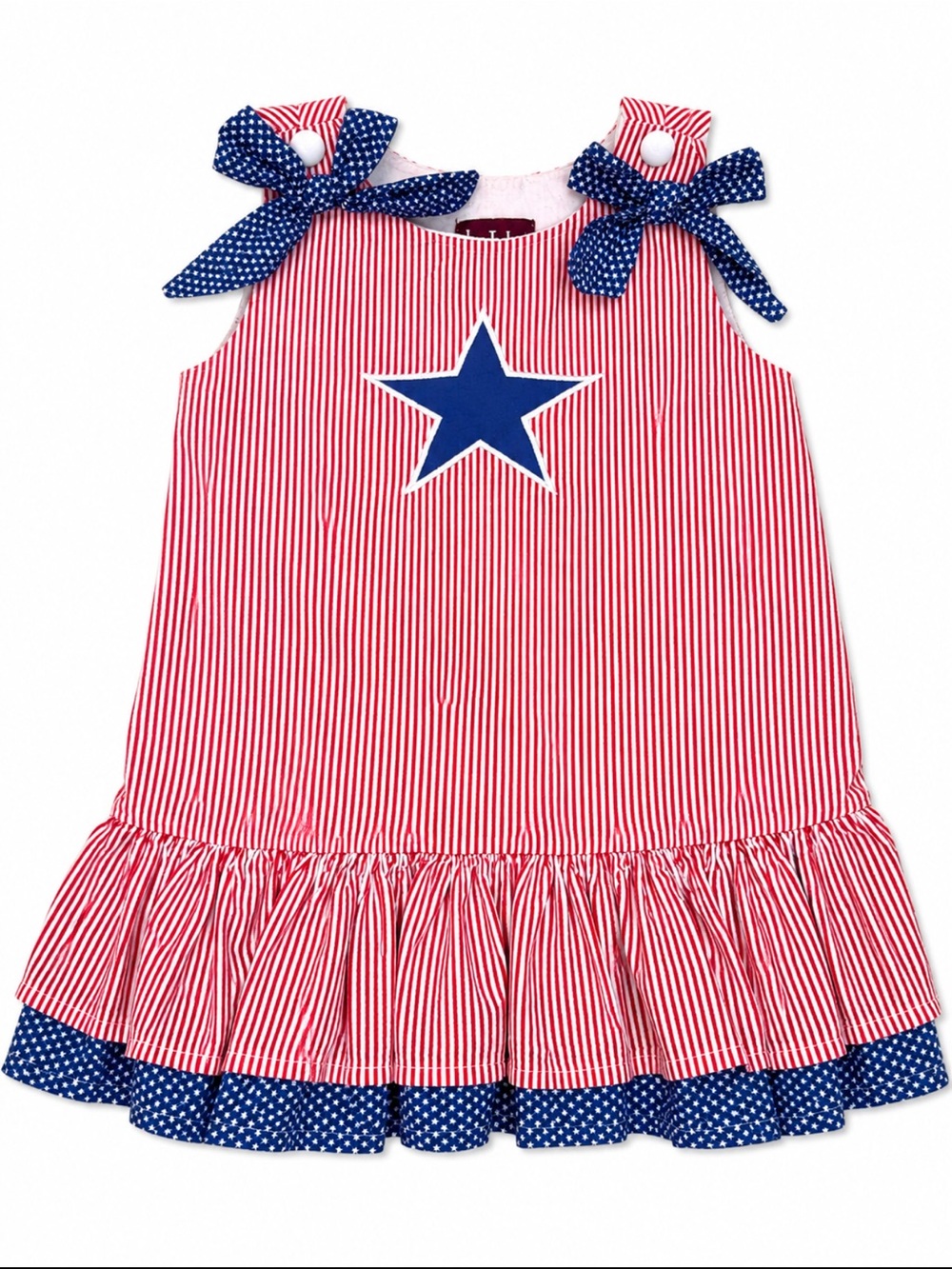 Little Cactus 3T Red White Blue Star Dress